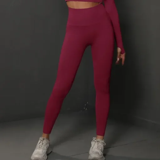 Women's Yoga Pants Yoga Leggings High Waist Yoga Gym Workout Pilates Tights Dark Grey Black Burgundy Spandex Sports Activewear Stretchy Slim