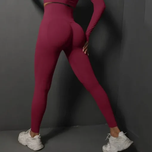 Women's Yoga Pants Yoga Leggings High Waist Yoga Gym Workout Pilates Tights Dark Grey Black Burgundy Spandex Sports Activewear Stretchy Slim