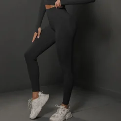 Women's Yoga Pants Yoga Leggings High Waist Yoga Gym Workout Pilates Tights Dark Grey Black Burgundy Spandex Sports Activewear Stretchy Slim