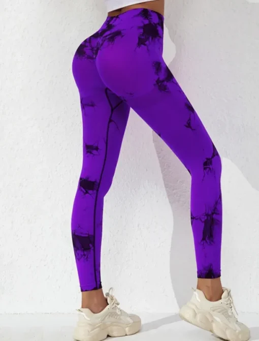 Women's Yoga Pants Yoga Leggings High Waist Yoga Gym Workout Pilates Tights Tie Dye Black Burgundy Blue Spandex Fall Sports Activewear Stretchy Slim