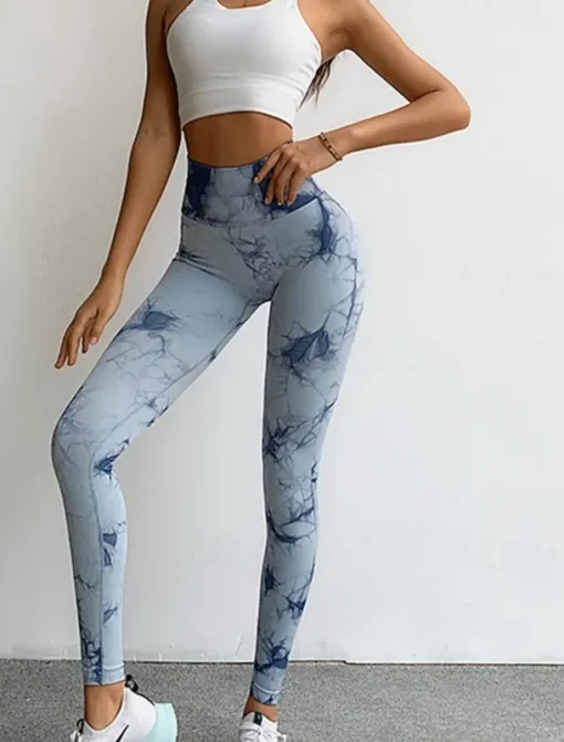 Women's Yoga Pants Yoga Leggings High Waist Yoga Gym Workout Pilates Tights Tie Dye Black Burgundy Blue Spandex Fall Sports Activewear Stretchy Slim