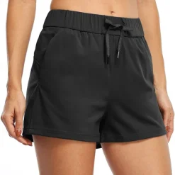 Women's Yoga Shorts Workout Shorts Pocket Elastic Waistband High Waist Yoga Gym Workout Pilates Shorts Black Light Grey Purple Sports Activewear Stretchy Loose Fit