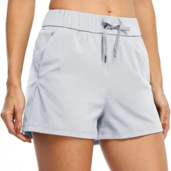 Women's Yoga Shorts Workout Shorts Pocket Elastic Waistband High Waist Yoga Gym Workout Pilates Shorts Black Light Grey Purple Sports Activewear Stretchy Loose Fit