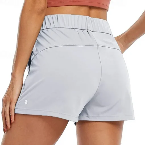 Women's Yoga Shorts Workout Shorts Pocket Elastic Waistband High Waist Yoga Gym Workout Pilates Shorts Black Light Grey Purple Sports Activewear Stretchy Loose Fit