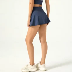 Women's Yoga Skirt 2 in 1 High Waist Yoga Gym Workout Pilates Bottoms Color Block Black Navy Blue Purple Sports Activewear Stretchy Slim