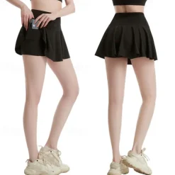 Women's Yoga Skirt with Phone Pocket High Waist Yoga Gym Workout Pilates Shorts Black White Light Purple Sports Activewear Stretchy Slim