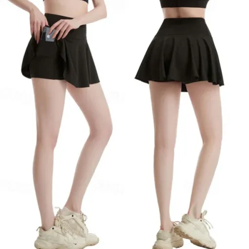 Women's Yoga Skirt with Phone Pocket High Waist Yoga Gym Workout Pilates Shorts Black White Light Purple Sports Activewear Stretchy Slim