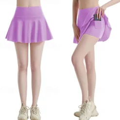 Women's Yoga Skirt with Phone Pocket High Waist Yoga Gym Workout Pilates Shorts Black White Light Purple Sports Activewear Stretchy Slim