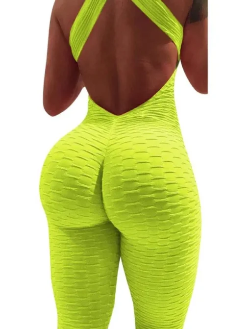 Women's Yoga Suit Tracksuit Tiktok Scrunch Butt Criss Cross Yoga Fitness Gym Workout High Waist Bodysuit Romper Sports Butt Lift Tummy Control 4 Way Stretch Quick Dry High Elasticity Sports