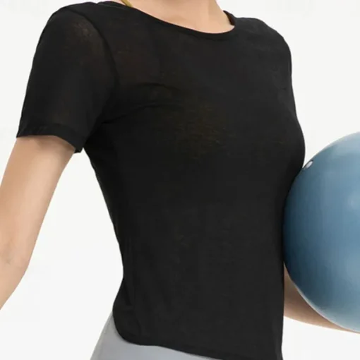 Women's Yoga Top Crew Neck Quick Dry Lightweight Breathable Backless Short Sleeve Sports Solid Color Tee Tshirt Top For Running Fitness Yoga Loose Fit Activewear