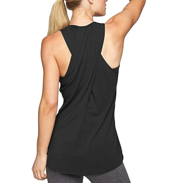 Women's Yoga Top Quick Dry Lightweight Soft Cross Back Sleeveless Sports Fashion Tee Tshirt Tank Top For Gym Workout Running Fitness Slim Activewear