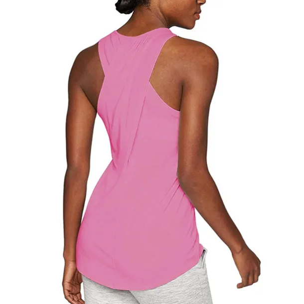 Women's Yoga Top Quick Dry Lightweight Soft Cross Back Sleeveless Sports Fashion Tee Tshirt Tank Top For Gym Workout Running Fitness Slim Activewear