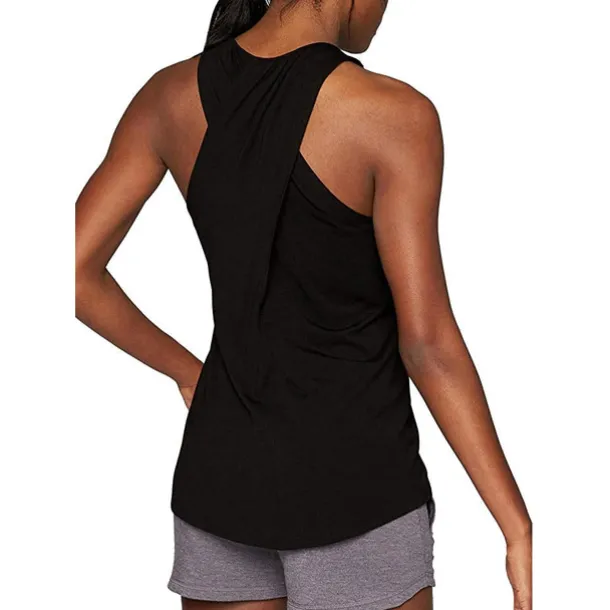 Women's Yoga Top Quick Dry Lightweight Soft Cross Back Sleeveless Sports Fashion Tee Tshirt Tank Top For Gym Workout Running Fitness Slim Activewear
