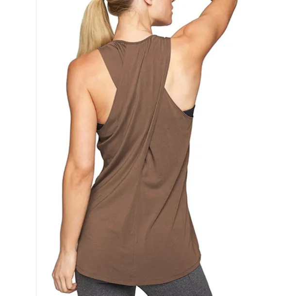 Women's Yoga Top Quick Dry Lightweight Soft Cross Back Sleeveless Sports Fashion Tee Tshirt Tank Top For Gym Workout Running Fitness Slim Activewear