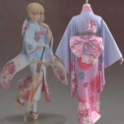 Women's Yukata Robe Kimono Japanese Traditional Masquerade Adults Bow Kimono Coat Headband Party