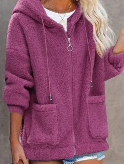 Women's Zip Up Hoodie Sweatshirt Casual Street Dailywear Hoodie Patchwork Long Sleeve Black Pink Blue Fall Winter