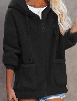 Women's Zip Up Hoodie Sweatshirt Casual Street Dailywear Hoodie Patchwork Long Sleeve Black Pink Blue Fall Winter