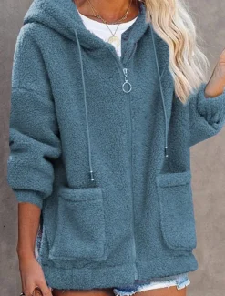 Women's Zip Up Hoodie Sweatshirt Casual Street Dailywear Hoodie Patchwork Long Sleeve Black Pink Blue Fall Winter