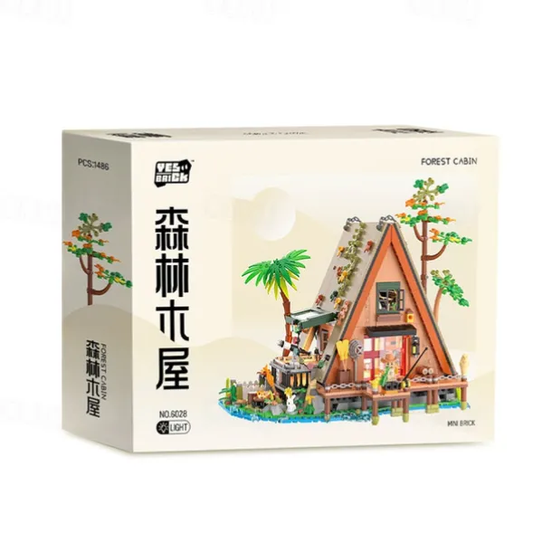 Wood Cabin Building Set Forest Log Cabin House Building Block Toy Christmas Gifts for Adults Boys Girls Aged 12 (1486 PCS)