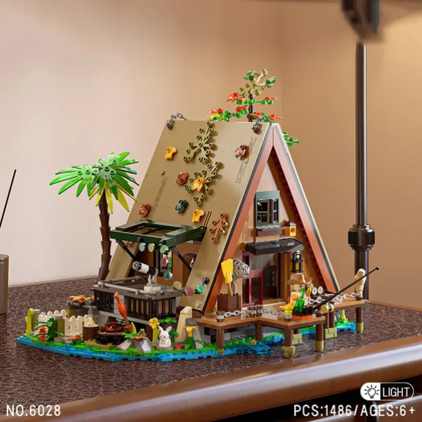 Wood Cabin Building Set Forest Log Cabin House Building Block Toy Christmas Gifts for Adults Boys Girls Aged 12 (1486 PCS)