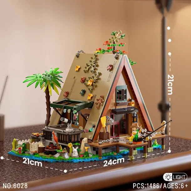 Wood Cabin Building Set Forest Log Cabin House Building Block Toy Christmas Gifts for Adults Boys Girls Aged 12 (1486 PCS)