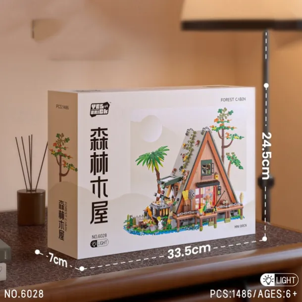 Wood Cabin Building Set Forest Log Cabin House Building Block Toy Christmas Gifts for Adults Boys Girls Aged 12 (1486 PCS)