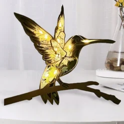 Wooden Animal Ornaments Led Light 3D Hollow Carving Home Room Decor Figurines Crafts Office Desk Bedroom Decoration Accessories