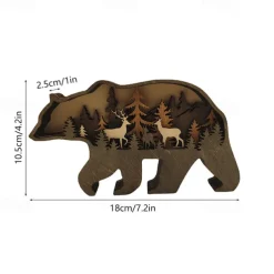 Wooden Animal Wolf Statue Creativity Wolf Totem Office Home Decorate Crafts North Forest Elk Brown Bear Ornaments