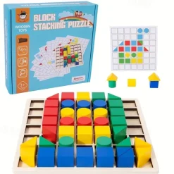 Wooden Creative Building Blocks - Develops Intellectual Skills Fosters Early Education Perfect as Halloween and Christmas Gift for Kids