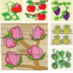 Wooden 3D Puzzle Puzzle For Children's Birthday Gifts Kindergarten Puzzle Toys Wooden 3d Building Block Six Sided Painting