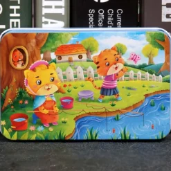 Wooden jigsaw puzzle puzzle for children 60 pieces of iron box jigsaw puzzle puzzle for kindergarten early education wooden toys