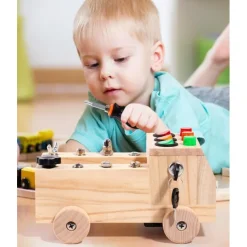 Wooden Led Switch Busy Board Disassembly Screw Nut Tool Car Montessori Early Education Educational Toys Go to School Holiday Gifts for Kids for Christmas Gifts