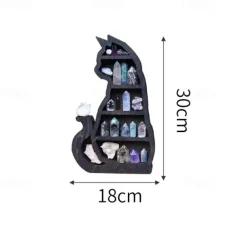 Wooden Moon Shelf, Durable Pine Floating Shelves Engraved Moon Design Shelf for Crystal Essential Oil Display Home Decor-Heart