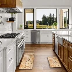 Wooden Texture Kitchen Mat Hallway Carpets Area Rugs Washable for Bedroom Living Room Kitchen Bathroom Anti-Slip Floor Mats