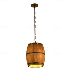 Wooden Wine Barrel Chandelier Bar Cafe Lights Vintage Rustic Wine Barrel Decor Hanging Light Kitchen Light Fixtures Pendant Lamp Barrel Shade Ceiling Light Farmhouse Pendant Light 110-240V