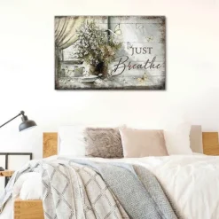 Words Wall Art Canvas The Just Breathe Prints and Posters Pictures Decorative Fabric Painting For Living Room Pictures No Frame