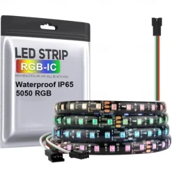 WS2812 RGBIC Addressable LED Strip Light Dream Color Strip Light 8.2FT/16.4FT 20Pixels/m Waterproof Black and White PCB Flexible DC12V Chase Effect Suitable for Indoor and Outdoor Activity Atmosphere Decoration