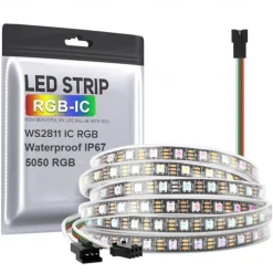 WS2812 RGBIC Addressable LED Strip Light Dream Color Strip Light 8.2FT/16.4FT 20Pixels/m Waterproof Black and White PCB Flexible DC12V Chase Effect Suitable for Indoor and Outdoor Activity Atmosphere Decoration