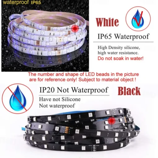 WS2812 RGBIC Addressable LED Strip Light Dream Color Strip Light 8.2FT/16.4FT 20Pixels/m Waterproof Black and White PCB Flexible DC12V Chase Effect Suitable for Indoor and Outdoor Activity Atmosphere Decoration