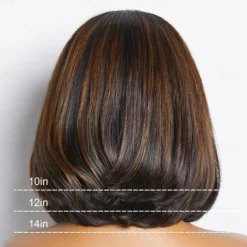 13x4 Bob Wig Human Hair Lace Front Wigs for Black Women Lace Brown Blonde Highlights Wigs Pre Plucked 200% Density Wigs Human Hair Loose Body Wave Short Bob Wig Brazilian