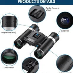 200x25 Compact Binoculars for Adults and Kids High Powered Mini Pocket Binoculars Waterproof Small Binoculars for Bird Watching Hunting Traveling Sightseeing Concert Theater Opera