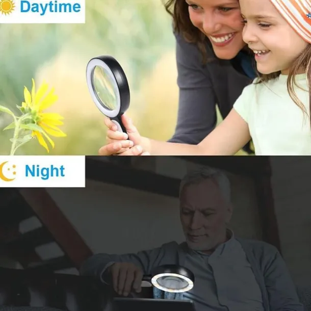 30X Handheld Reading Magnifying Glass Illuminated Magnifier Microscope Lens Jewelry Watch Loupe Magnifier With LED Light