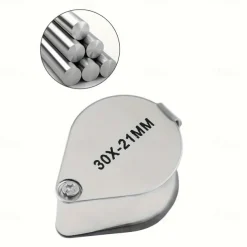 30x Jewelry Magnifying Glasses Pocket Folding Magnifier Mini Diamond Loupe Lens Triplet Eye Glass Tool Reading Magnifier