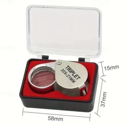 30x Jewelry Magnifying Glasses Pocket Folding Magnifier Mini Diamond Loupe Lens Triplet Eye Glass Tool Reading Magnifier