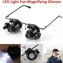 20X LED Magnifier Glasses Double Eye Jewelery Watch Repair Tools Lamp Loupes Eyewear Magnifying Glass Light