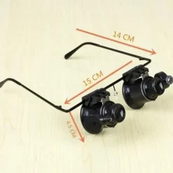 20X LED Magnifier Glasses Double Eye Jewelery Watch Repair Tools Lamp Loupes Eyewear Magnifying Glass Light