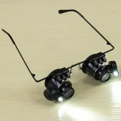 20X LED Magnifier Glasses Double Eye Jewelery Watch Repair Tools Lamp Loupes Eyewear Magnifying Glass Light