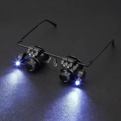 20X LED Magnifier Glasses Double Eye Jewelery Watch Repair Tools Lamp Loupes Eyewear Magnifying Glass Light