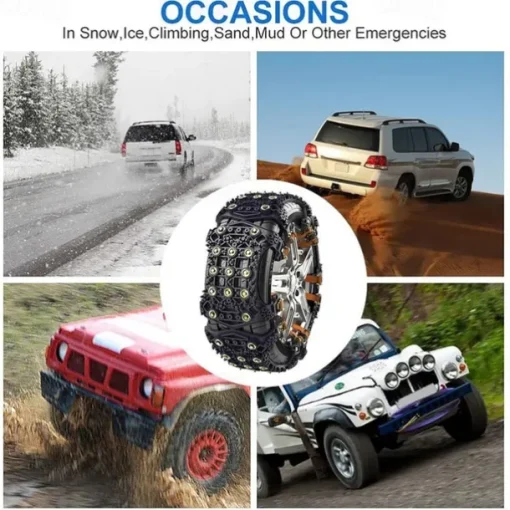 4X Snow Chains Auto Traction Aid Snow Ice Tire Spikes Snow Chain Winter