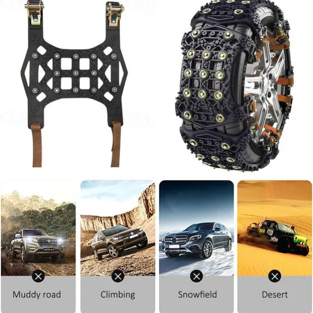 4X Snow Chains Auto Traction Aid Snow Ice Tire Spikes Snow Chain Winter